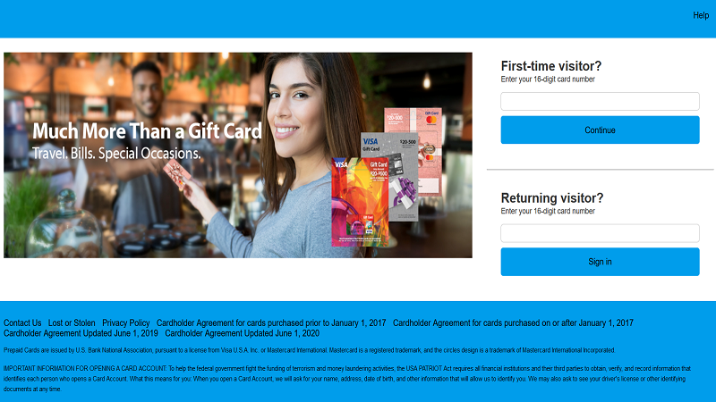 prepaidgiftbalance com login